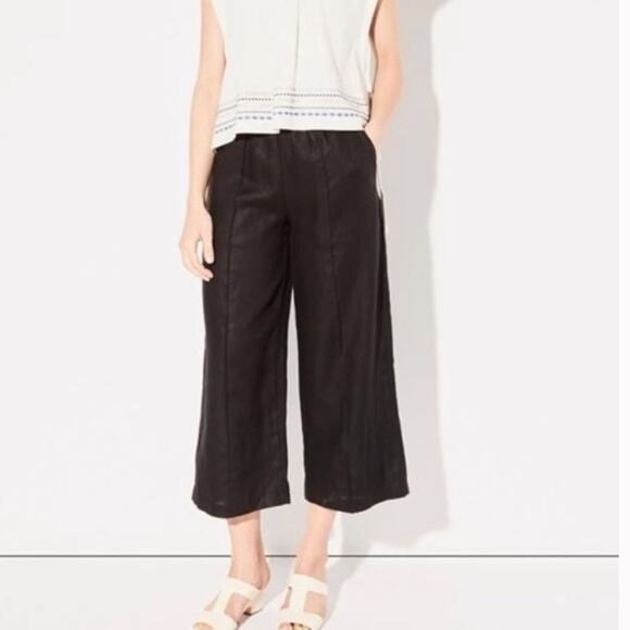 Steven Alan Women’s Linen Wool Cropped Wide Leg Pants Small Black Quiet Luxury - Picture 1 of 9
